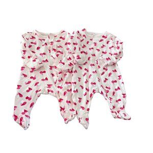 E=MC2 Magnetic Baby Footie Twin Bundle Hearts Size NB